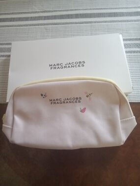 Marc Jacobs  Pink Yellow Cosmetic Pouch with Bee And Butterfly Accents